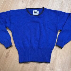 Vintage BRAEMAR 100% Shetland Wool Women's Sweater Blue Small (38) Cinched
